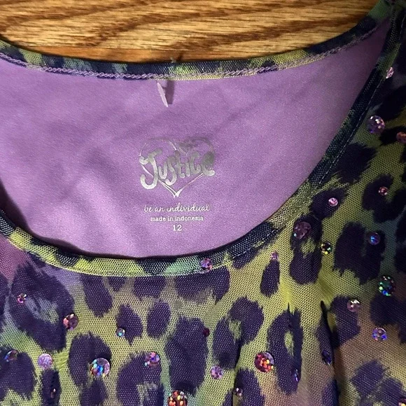 Justice ruffle long sleeve top for girls, size 12 - Picture 3 of 4